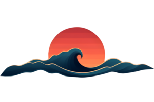 logo style, surf sunset summer beach. generated AI png