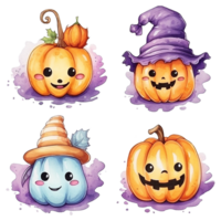 Set of pumpkin halloween cartoon. Generated AI png