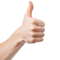 Close-up of hand showing thumbs up sign. Generated AI png