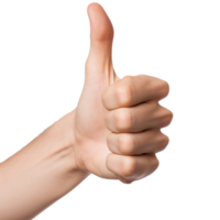 Close-up of hand showing thumbs up sign. Generated AI png