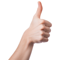 Close-up of hand showing thumbs up sign. Generated AI png