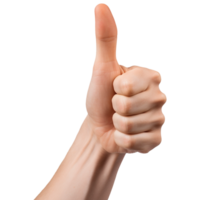 Close-up of hand showing thumbs up sign. Generated AI png