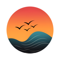 logo style, surf sunset summer beach. generated AI png