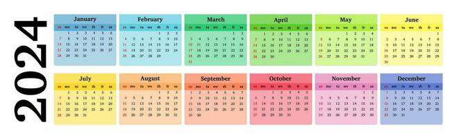 Calendar for 2024 isolated on a white background vector