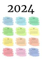 Calendar for 2024 isolated on a white background vector