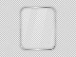 Glass plate in rounded vertical frame isolated on background. Vector illustration.