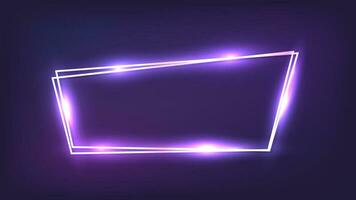 Neon double frame with shining effects vector