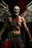 ai generative, Fallen angel with wings, a burning fallen angel, an angel expelled from heaven photo