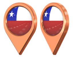 Chile ubicación icono bandera, aislado con diferente angular, 3d representación png