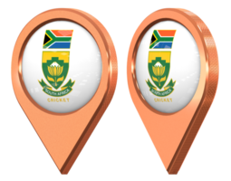 Grillo sur África, csa ubicación icono bandera, aislado con diferente angular, 3d representación png