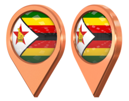 Zimbabwe Flag Location Icon, Isolated with Different Angled, 3D Rendering png