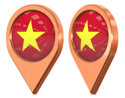 Vietnam ubicación icono bandera, aislado con diferente angular, 3d representación png