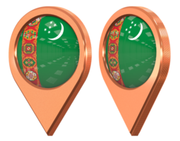 Turquemenistão localização ícone bandeira, isolado com diferente angulado, 3d Renderização png