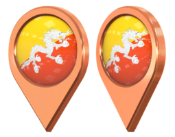 Butão localização ícone bandeira, isolado com diferente angulado, 3d Renderização png