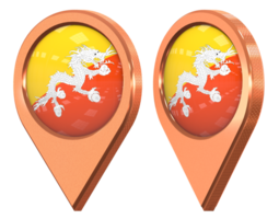 Bhutan Location Icon Flag, Isolated with Different Angled, 3D Rendering png