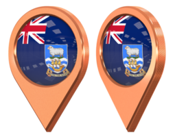 Malvinas islas ubicación icono bandera, aislado con diferente angular, 3d representación png