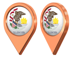 estado de Illinois ubicación icono bandera, aislado con diferente angular, 3d representación png