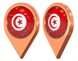 Tunisie emplacement icône drapeau, isolé avec différent incliné, 3d le rendu png