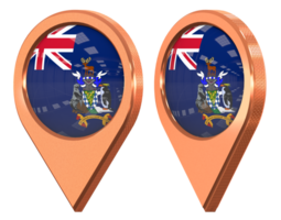 South Georgia and the South Sandwich Islands, SGSSI Location Icon Flag, Isolated with Different Angled, 3D Rendering png
