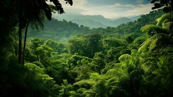 green jamaican rainforest lush ai generated photo