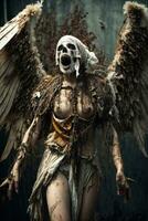ai generative, Fallen angel with wings, a burning fallen angel, an angel expelled from heaven photo