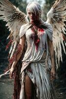 ai generative, Fallen angel with wings, a burning fallen angel, an angel expelled from heaven photo