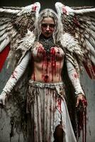 ai generative, Fallen angel with wings, a burning fallen angel, an angel expelled from heaven photo