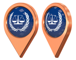 Internationale crimineel rechtbank, icc plaats icoon vlag, geïsoleerd met verschillend hoekig, 3d renderen png