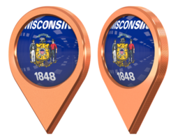 estado de Wisconsin ubicación icono bandera, aislado con diferente angular, 3d representación png