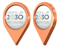 saudi visión 2030 ubicación icono bandera, aislado con diferente angular, 3d representación png