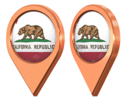 estado de California ubicación icono bandera, aislado con diferente angular, 3d representación png