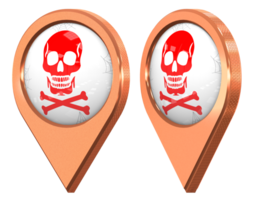 Skulls Danger Sign Location Icon Flag, Isolated with Different Angled, 3D Rendering png