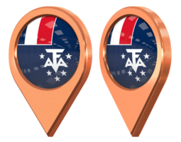 français du sud et antarctique terres, taaf emplacement icône drapeau, isolé avec différent incliné, 3d le rendu png