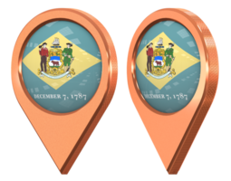 State of Delaware Location Icon Flag, Isolated with Different Angled, 3D Rendering png