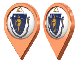 estado de Massachusetts ubicación icono bandera, aislado con diferente angular, 3d representación png