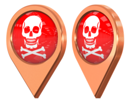 Skulls Danger Sign Location Icon Flag, Isolated with Different Angled, 3D Rendering png