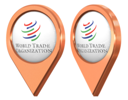 wereld handel organisatie, wto plaats icoon vlag, geïsoleerd met verschillend hoekig, 3d renderen png