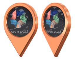 Neom Location Icon Flag, Isolated with Different Angled, 3D Rendering png