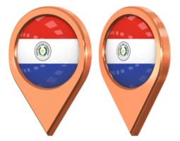 Paraguay Ort Symbol Flagge, isoliert mit anders abgewinkelt, 3d Rendern png