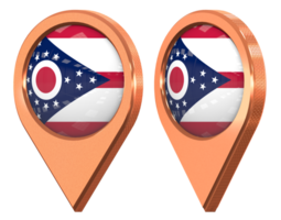 Etat de Ohio emplacement icône drapeau, isolé avec différent incliné, 3d le rendu png