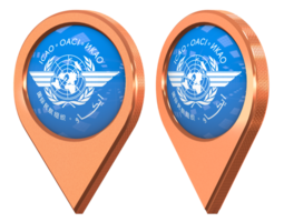 Internationale civiel luchtvaart organisatie, icao plaats icoon vlag, geïsoleerd met verschillend hoekig, 3d renderen png