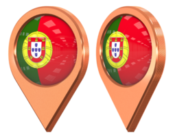 Portugal ubicación icono bandera, aislado con diferente angular, 3d representación png