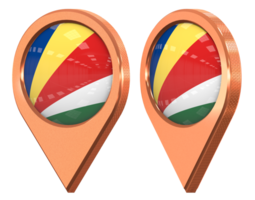 seychelles ubicación icono bandera, aislado con diferente angular, 3d representación png