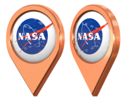 nationale aéronautiques et espace administration, nasa emplacement icône drapeau, isolé avec différent incliné, 3d le rendu png