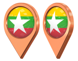 Myanmar, Burma Location Icon Flag, Isolated with Different Angled, 3D Rendering png