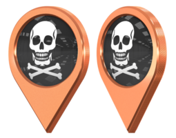 Skulls Danger Sign Location Icon Flag, Isolated with Different Angled, 3D Rendering png