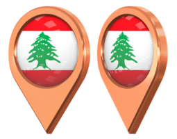 Libanon Ort Symbol Flagge, isoliert mit anders abgewinkelt, 3d Rendern png