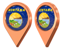 Zustand von Montana Ort Symbol Flagge, isoliert mit anders abgewinkelt, 3d Rendern png