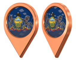 State of Pennsylvania Location Icon Flag, Isolated with Different Angled, 3D Rendering png