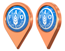 nourriture et agriculture organisation, fao emplacement icône drapeau, isolé avec différent incliné, 3d le rendu png